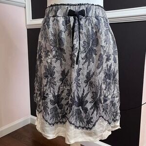 y2k gray floral print flowy midi skirt small